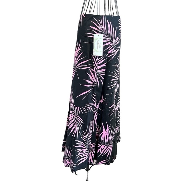 VTG Pepita La Bambola A-Line Hip Hugger Stretch Palm Print Skirt Jr Large NWT - Picture 2 of 12